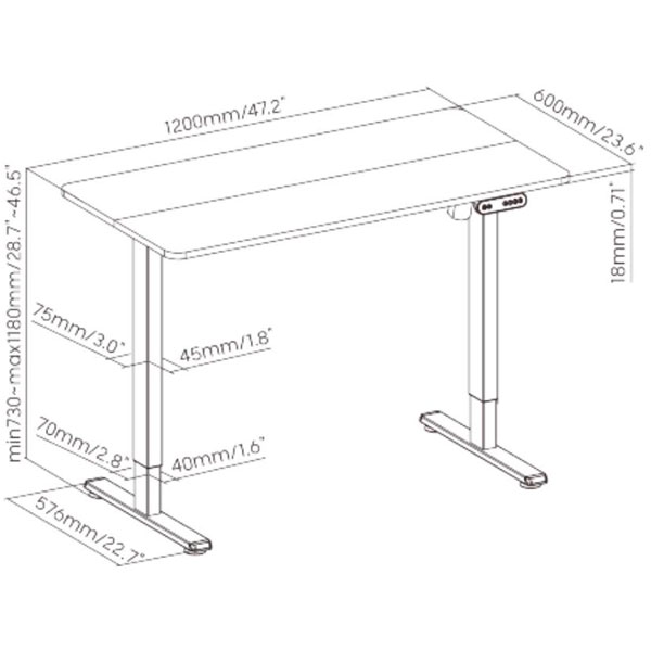 Зовнішній вигляд Комп'ютерний стіл 2E СЕ120B-MOTORIZED Black