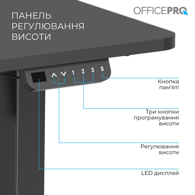 Стол компьютерный OFFICEPRO ODE1260B Black Глубина 600