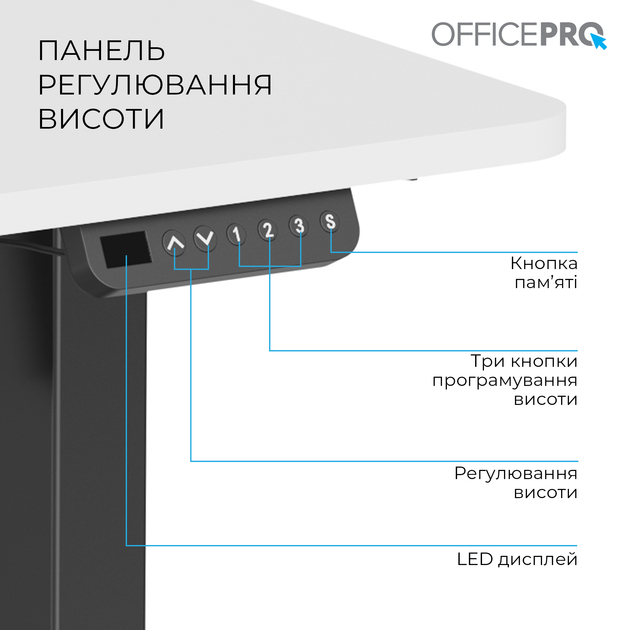 Зовнішній вигляд Стіл комп'ютерний OFFICEPRO ODE1260WB White/Black