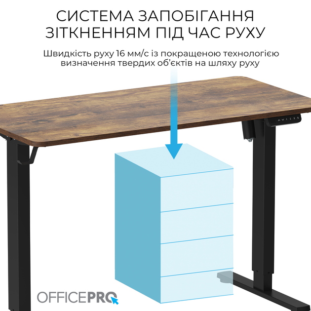 Зображення Стіл комп'ютерний OFFICEPRO ODE1260DW Dark Wood/Black