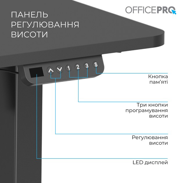 Комп'ютерний стіл OFFICEPRO Black (ODE1470B) Глибина 700