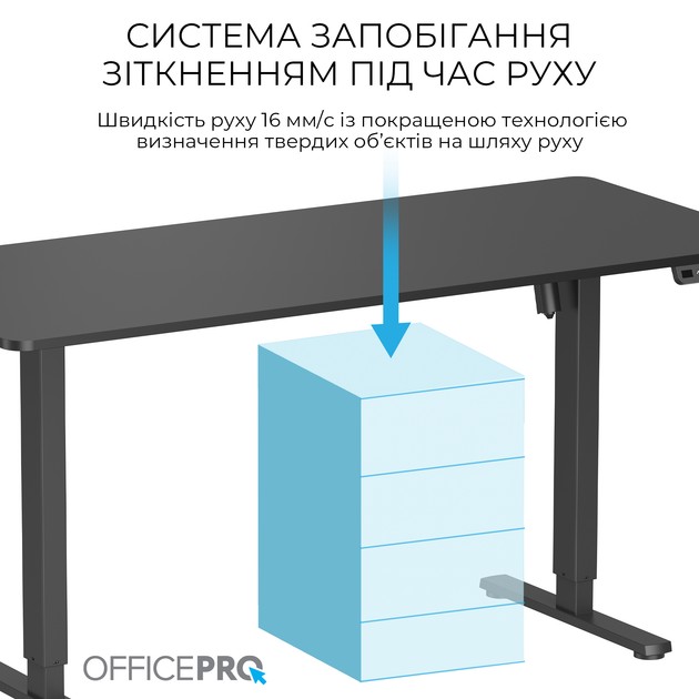 Компьютерный стол OFFICEPRO Black (ODE1670B) Ширина 1600