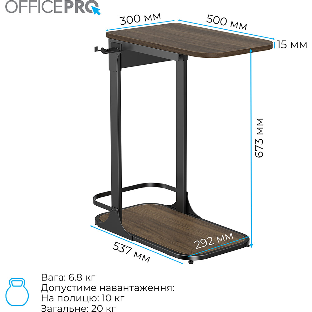 Компьютерный стол OfficePro SD137DW Dark Wood/Black Ширина 500
