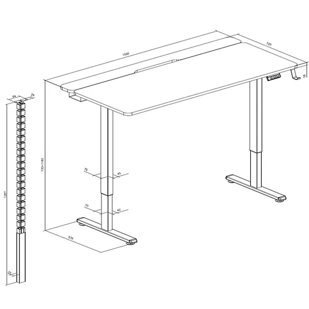 Фото Компьютерный стол OFFICEPRO ODE1575DW Dark Wood/Black
