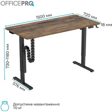 Компьютерный стол OFFICEPRO ODE1575DW Dark Wood/Black