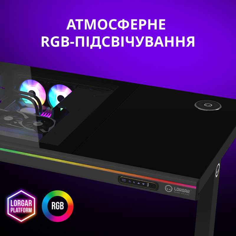 Фото 14 Компьютерный стол LORGAR ELITE 90G Glass Black (LRG-DE90G)