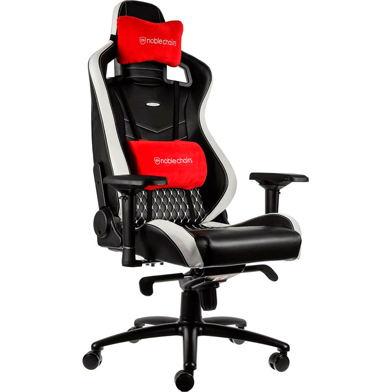 Крісло NOBLECHAIRS EPIC Real Leather Black/White/Red (NBL-RL-EPC-001)