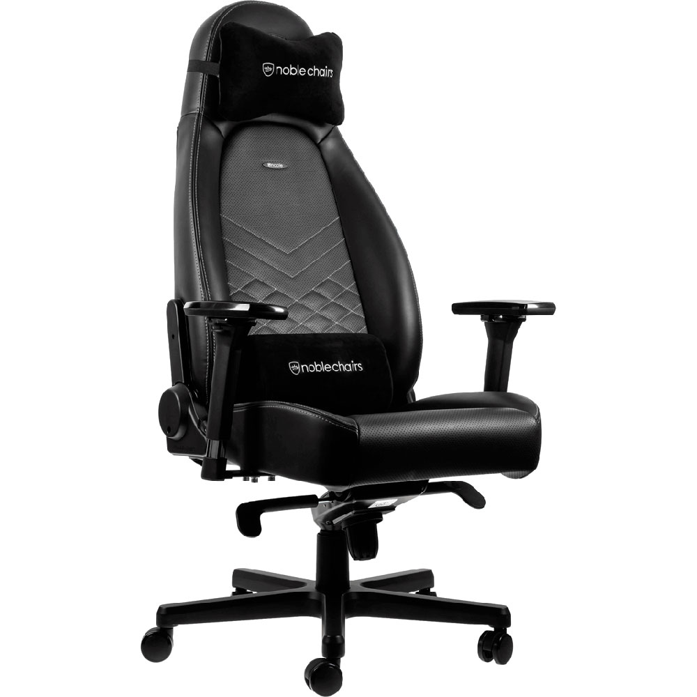 Кресло NOBLECHAIRS ICON Black/Platinum White (NBL-ICN-PU-BPW)