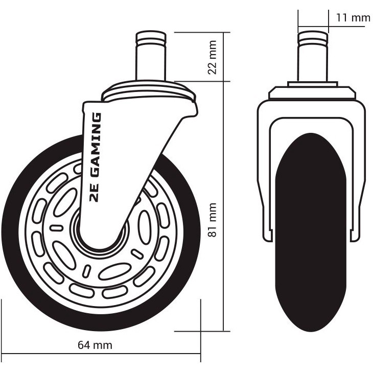 Комплект роликов 2E Gaming UNIVERSAL 64 мм 5 шт Black (2E-GWH-003-BK) Количество роликов в комплекте 5