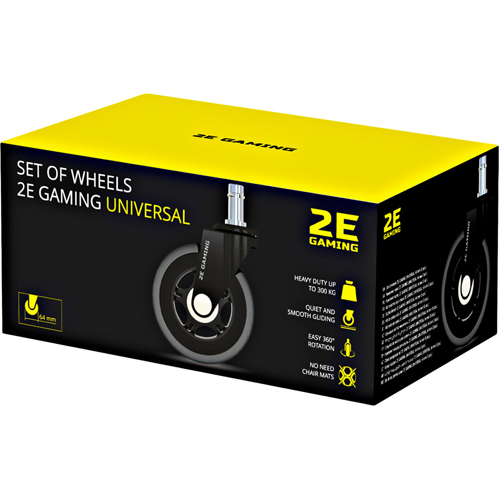 Фото 3 Комплект роликов 2E Gaming UNIVERSAL 64 мм 5 шт Black (2E-GWH-003-BK)