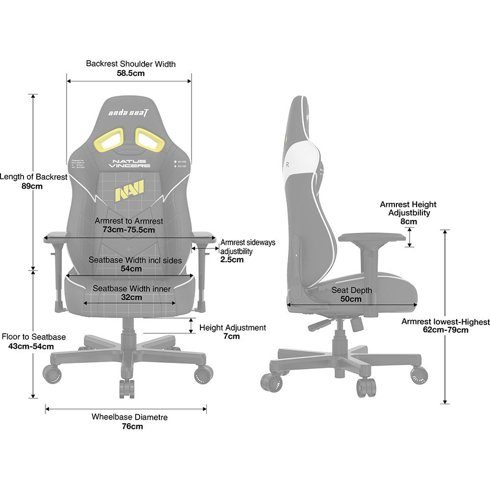 Замовити Крісло ANDA SEAT Navi Edition Black Size XL (AD19-04-BW-PV)