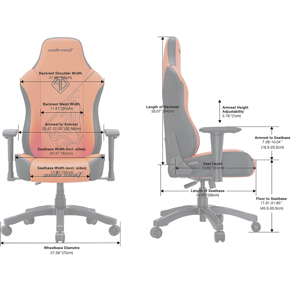 Изображение Кресло ANDA SEAT Phantom 3 Tiger edition Orange PVC Size L (AD18Y-14-OB-PV/C)