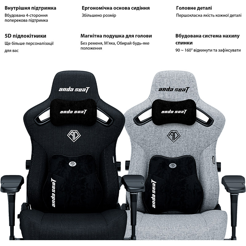 Фото Крісло ANDA SEAT Kaiser 3 Pro Size XL Black Fabric (AD12YDC-XL-01-B-CF-B02)