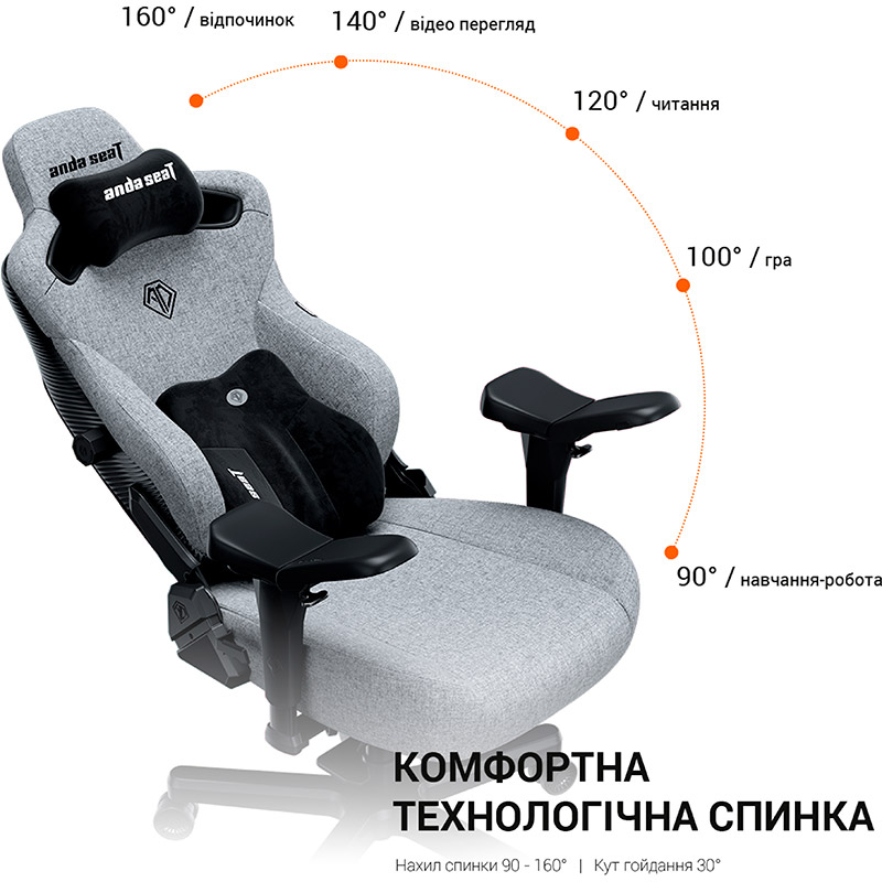 Фото 16 Крісло ANDA SEAT Kaiser 3 Pro Size XL Black Fabric (AD12YDC-XL-01-B-CF-B02)