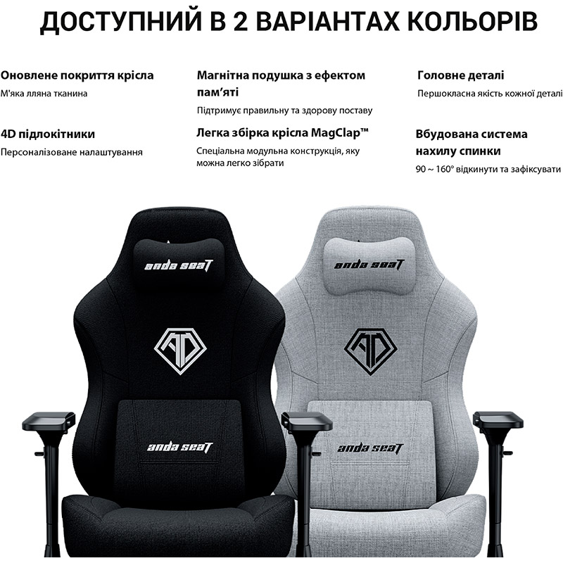 Фото 19 Крісло ANDA SEAT Phantom 3 Pro Size L Black Fabric (AD18YC-06-B-F)