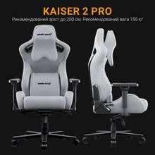 Кресло ANDA SEAT Kaiser 2 Pro Size XL Gray Linen Fabric (AD12YXL-17-G-F-G01)