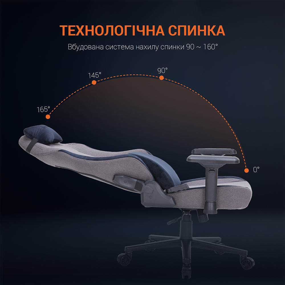 У Фокстрот Крісло GAMEPRO GC715SG Fabric Grey