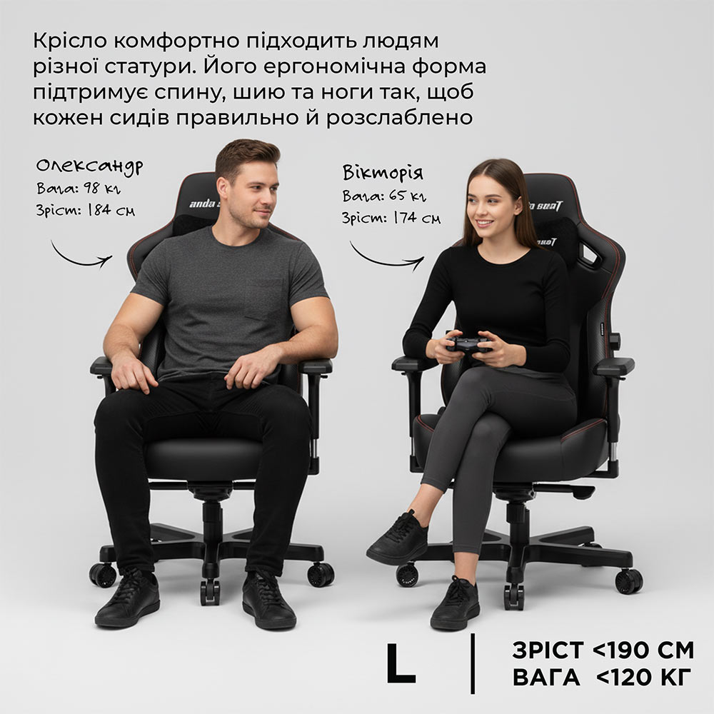 Фото 14 Кресло ANDA SEAT Kaiser 3 Black Fabric Size L (AD12YDC-L-01-B-CF)