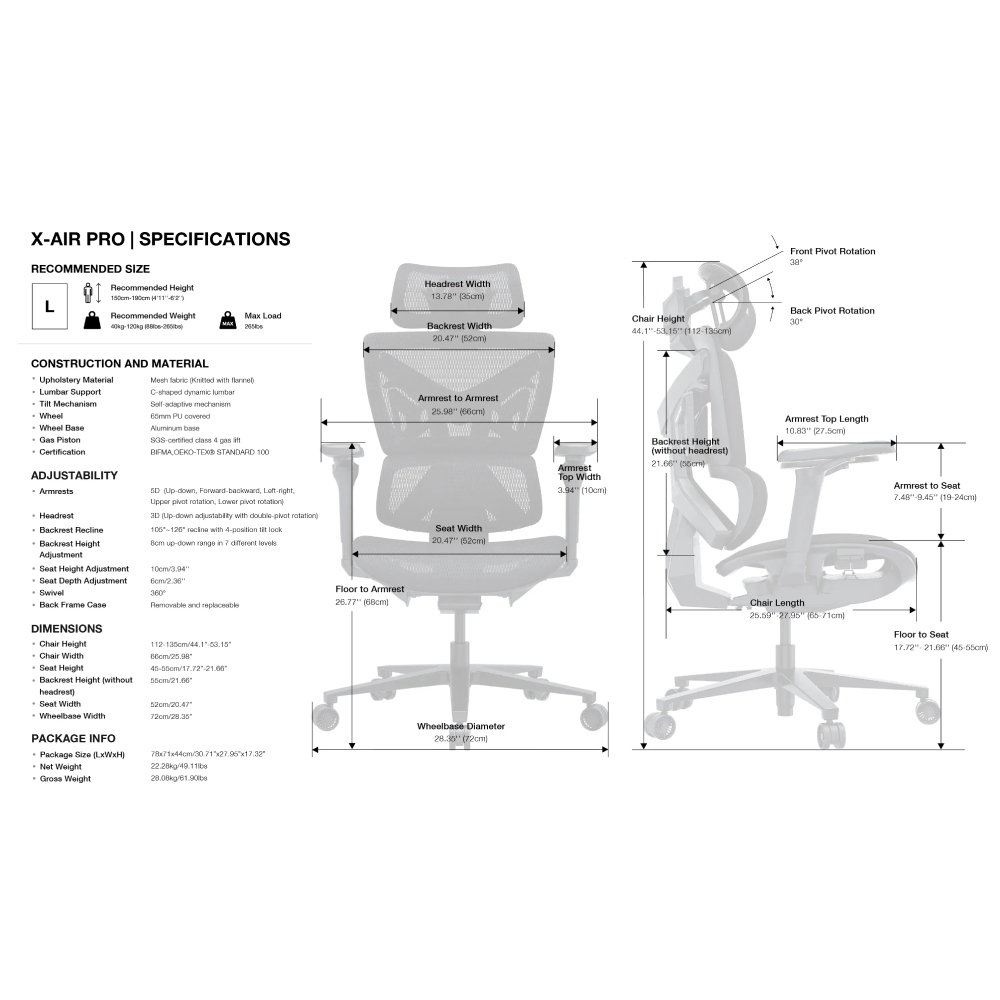 Фото 20 Кресло ANDA SEAT X-Air Pro Size XL Mesh Gray Twilight (AD-WY-01-GGSP-G01)