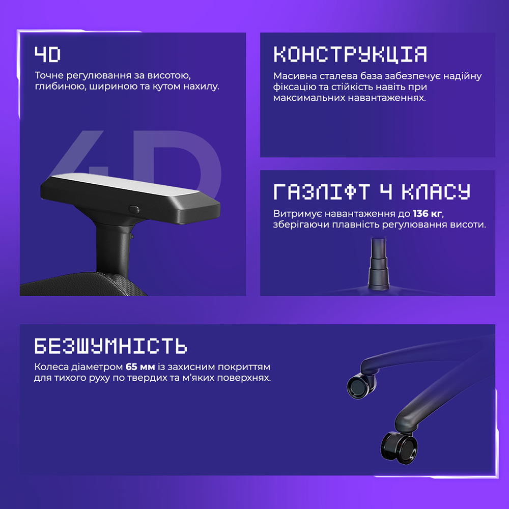 Зображення Крісло для геймерів PROOVE Gaming Arena Black (GCRN0001001)