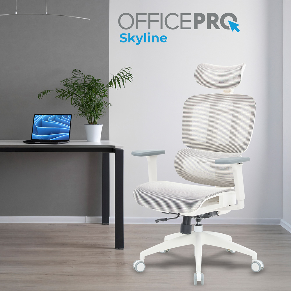 Фото Крісло OFFICEPRO Skyline White/Light Gray (OC680-W-LG-LG)