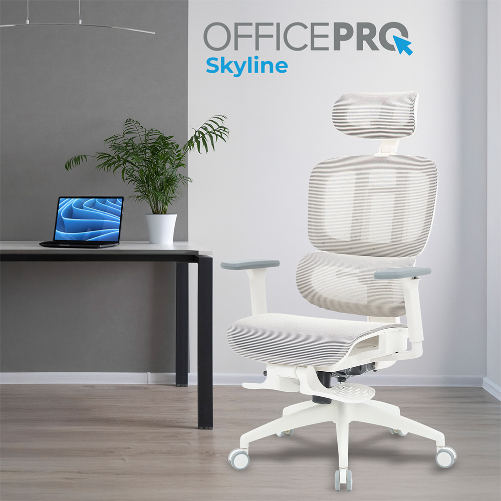 Фото Крісло OFFICEPRO Skyline Footrest White/Light Gray (OC750-W-LG-LG)