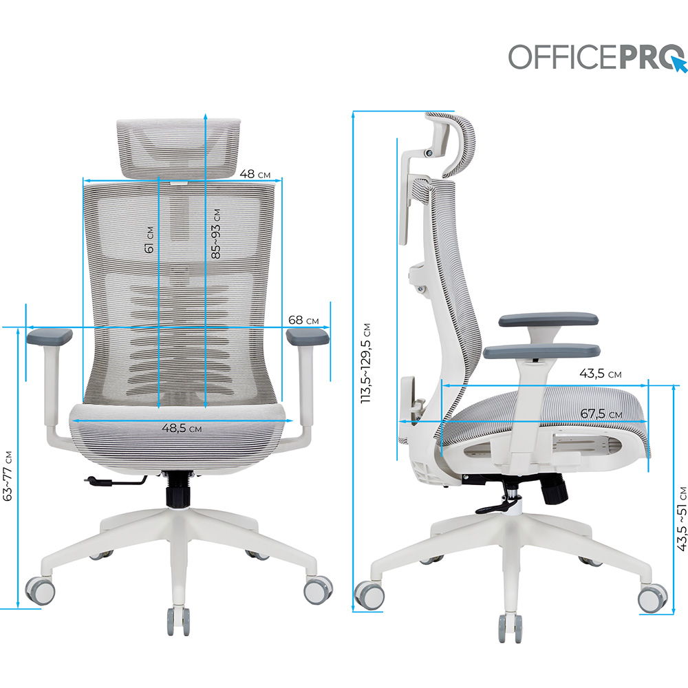 Фото 14 Кресло OFFICEPRO Balance White/Light Gray (OC620-W-LG-LG)