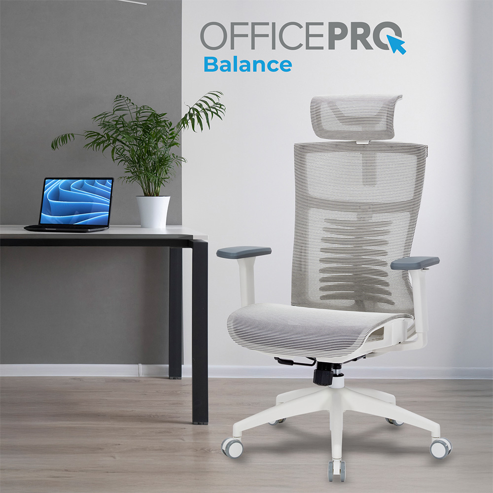 Фото Кресло OFFICEPRO Balance White/Light Gray (OC620-W-LG-LG)