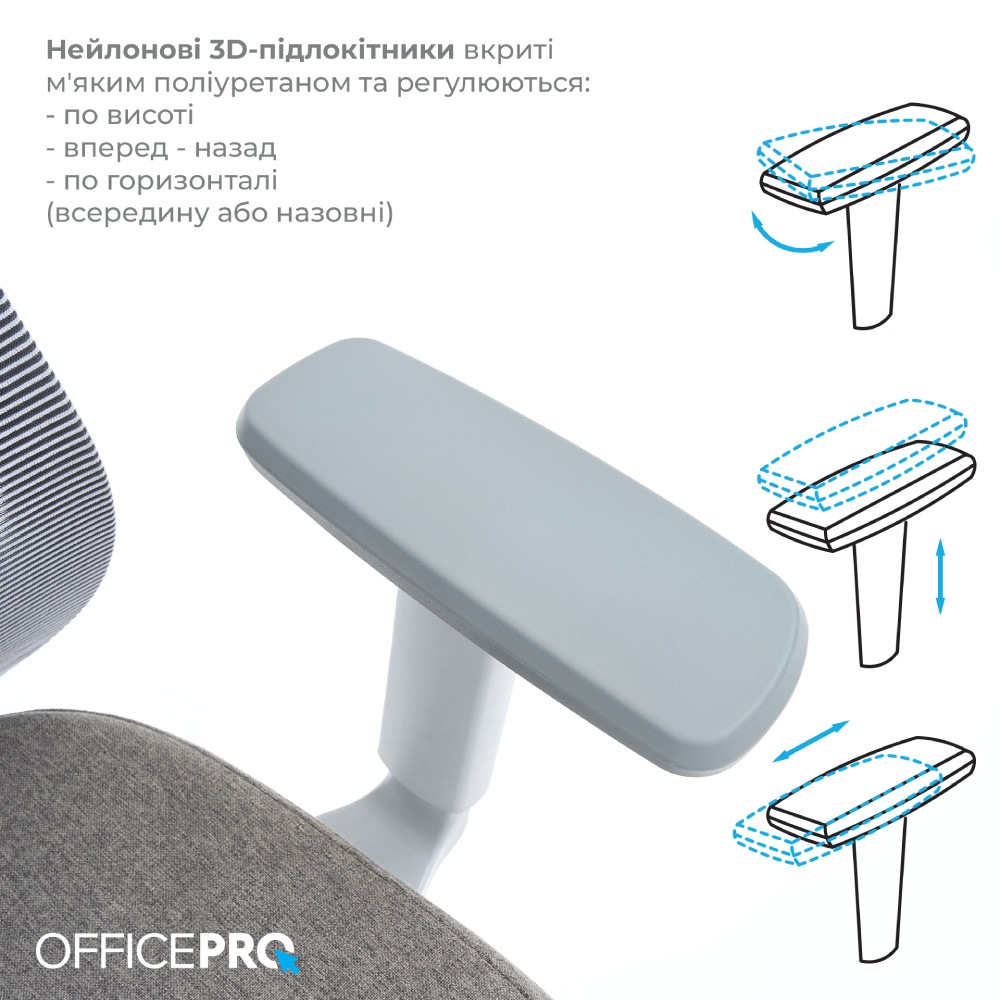 Фото 15 Крісло OFFICEPRO Wave Gray (OC599-G-G-G)