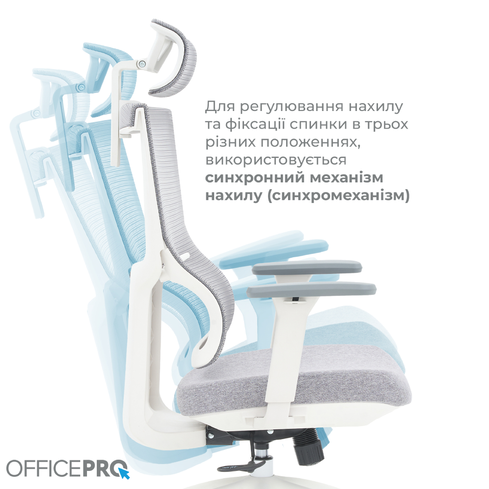 Обзор Кресло OFFICEPRO Elegant White/Light Gray (OC600-W-LG-LG)