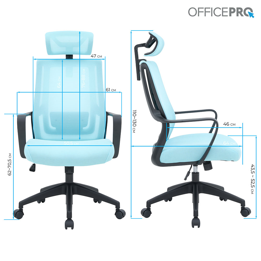 Обзор Кресло OFFICEPRO Harmony Black/Blue (OC310-B-BL-BL)