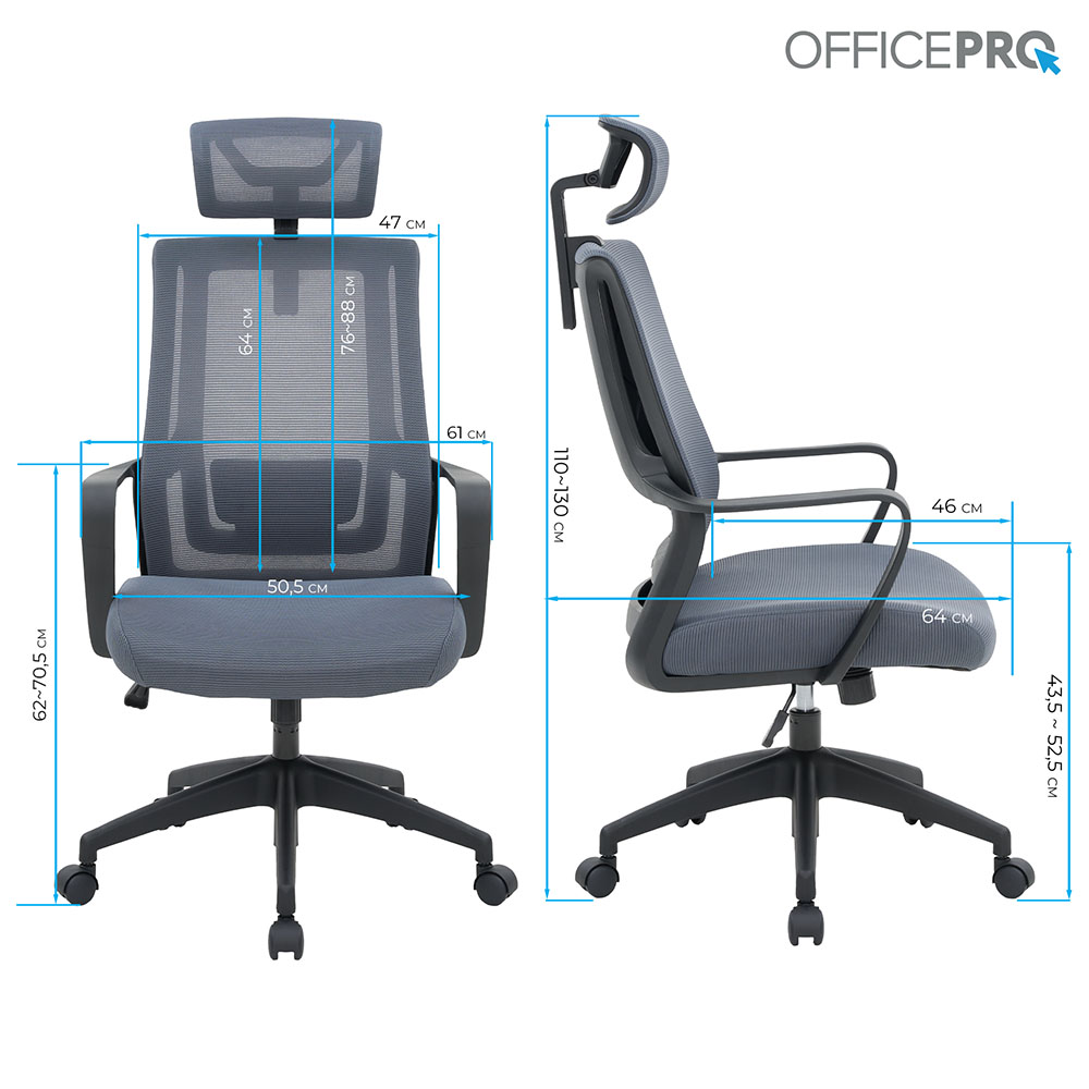 Обзор Кресло OFFICEPRO Harmony Black/Gray (OC310-B-G-G)