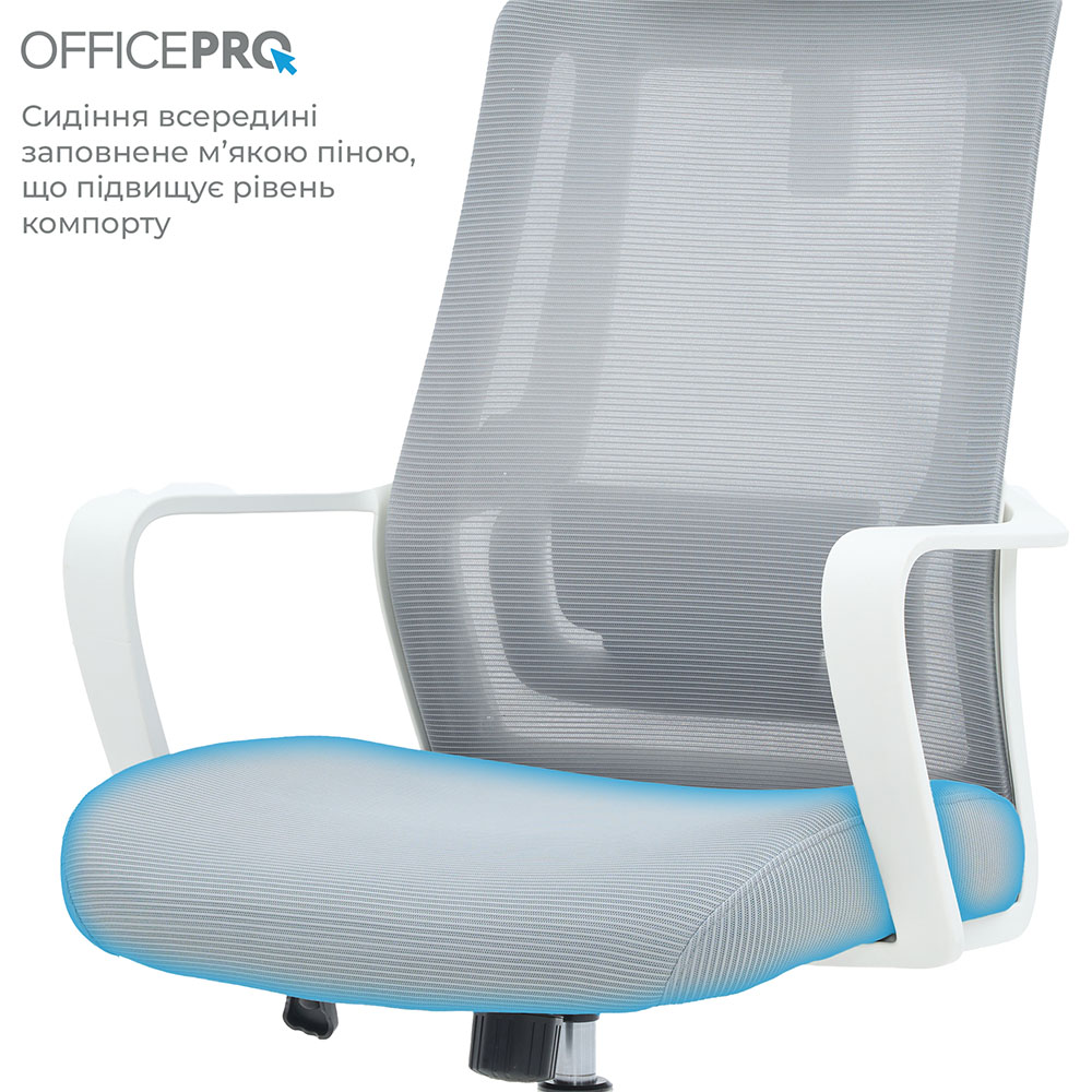 В Фокстрот Кресло OFFICEPRO Harmony White/Light Gray (OC310-W-LG-LG)