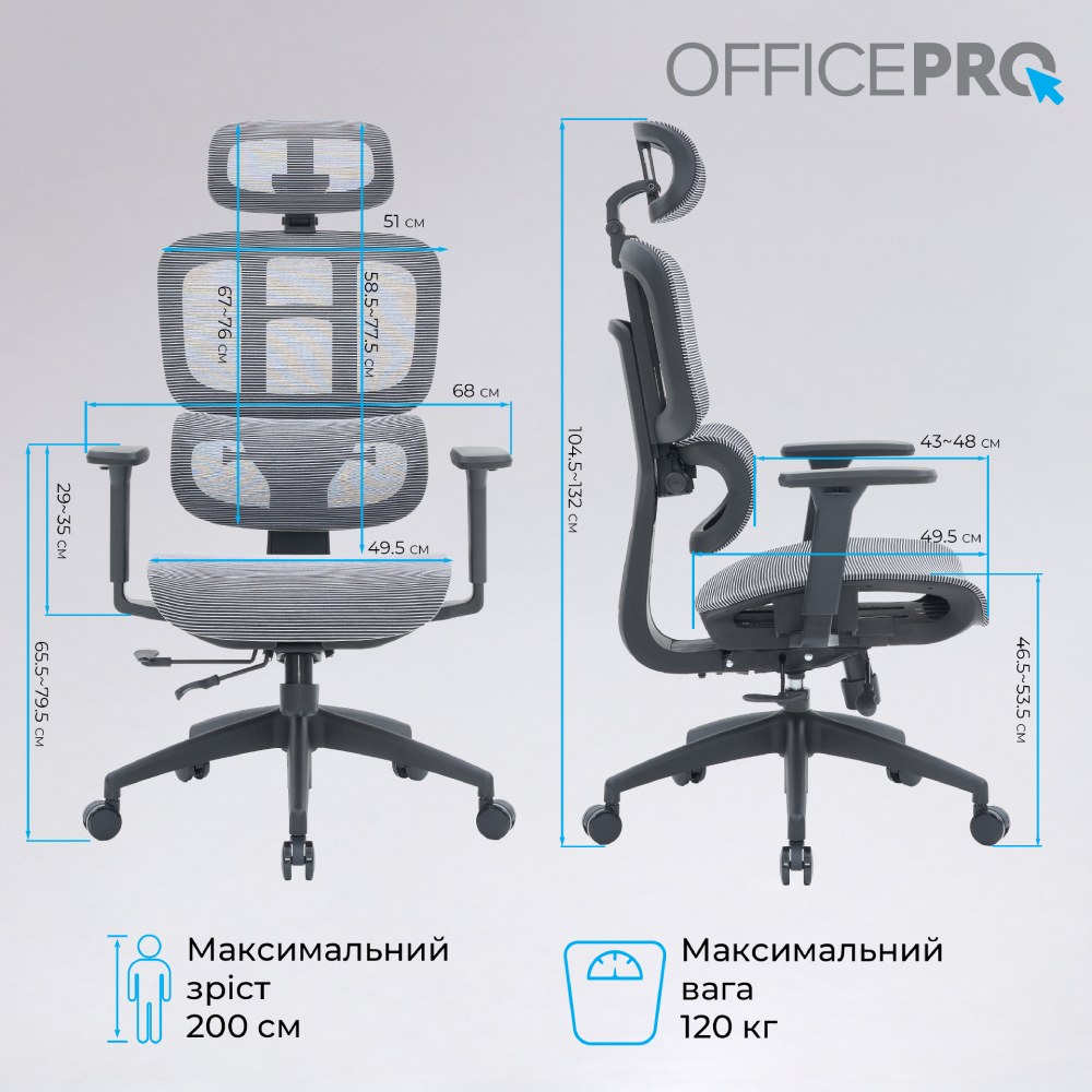 Фото Кресло OFFICEPRO Skyline Black/Gray (OC680-B-G-G)