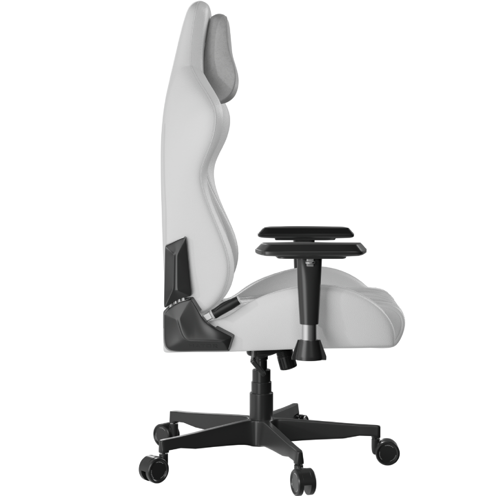 Крісло HATOR Darkside 3M PU White (HTC3001M) Додатково Кут нахилу спинки: 170 °; Підголовна та поперекова подушки з магнітним кріпленням та ефектом пам'яті; Вбудована позначка NFC: для збереження особистих сценаріїв; Колеса: SoftRide 65 мм, захист підлоги, плавний хід; Магнітні бічні накладки
