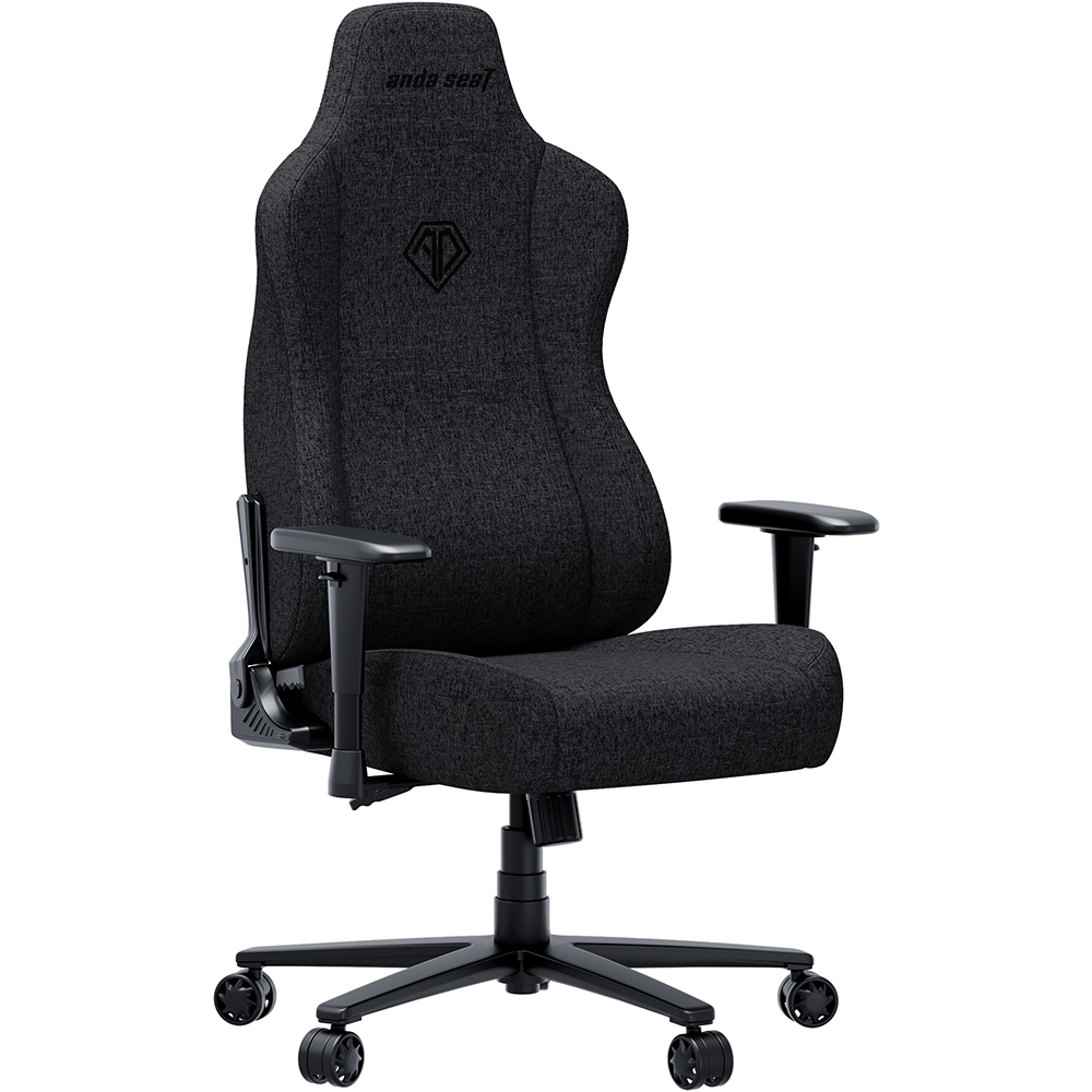 Крісло ANDA SEAT Novis Size XL Dark Gray Fabric (AD23-XL-01-GB-F) Додатково наповнення піною холодного формування щільністю 60 кг/м³; вбудована поперекова підтримка; газліфт класу 4 SGS; бічна підтримка стегон; регулювання жорсткості хитання; хитання на 15° у будь-якому положенні спинки