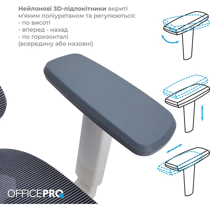 У Фокстрот Крісло OFFICEPRO Atlas White/Dark Gray (OC630-W-DG-DG)