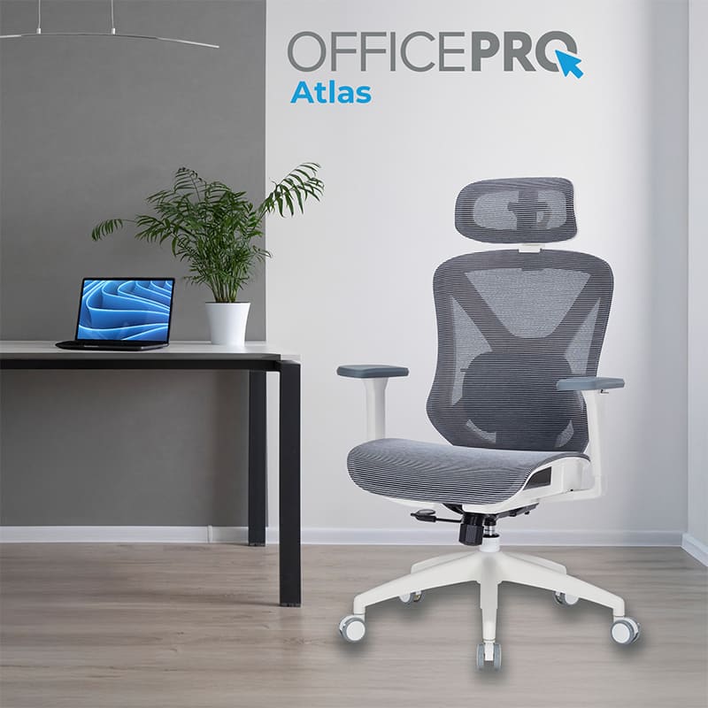 Фото Крісло OFFICEPRO Atlas White/Dark Gray (OC630-W-DG-DG)