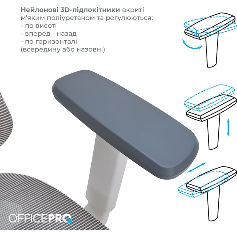 У Фокстрот Крісло OFFICEPRO Atlas White/Light Gray (OC630-W-LG-LG)