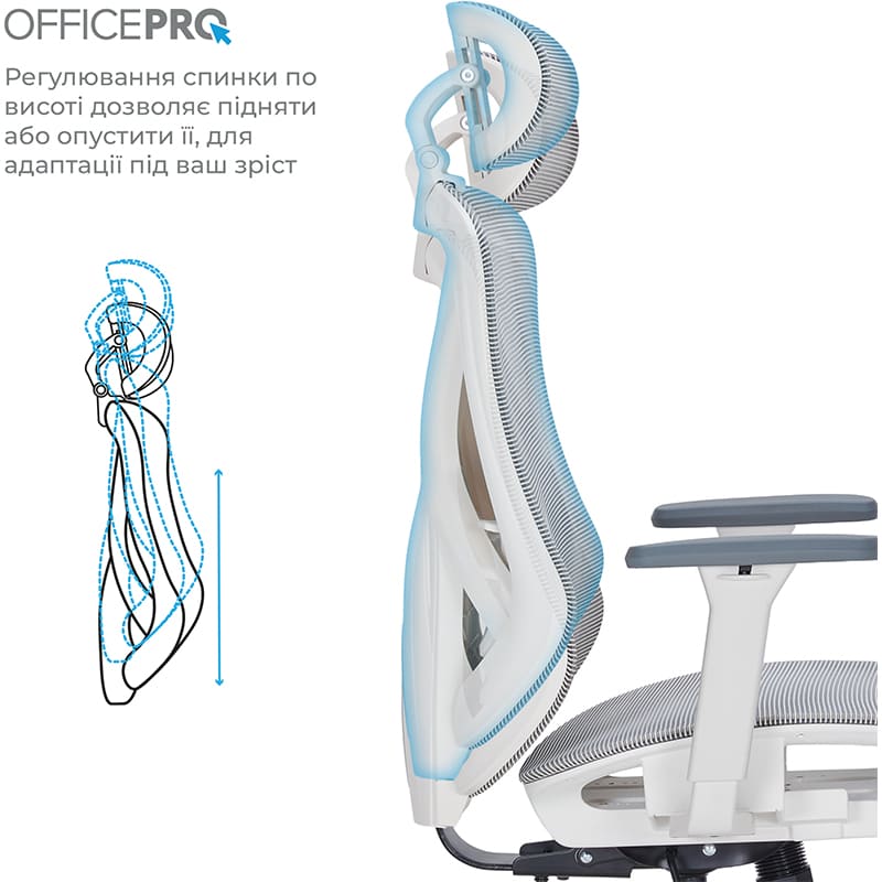 Покупка Крісло OFFICEPRO Atlas White/Light Gray (OC630-W-LG-LG)