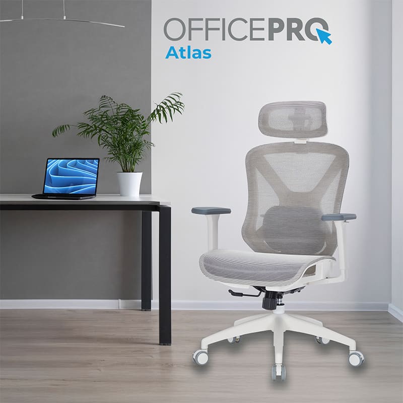 Фото Крісло OFFICEPRO Atlas White/Light Gray (OC630-W-LG-LG)