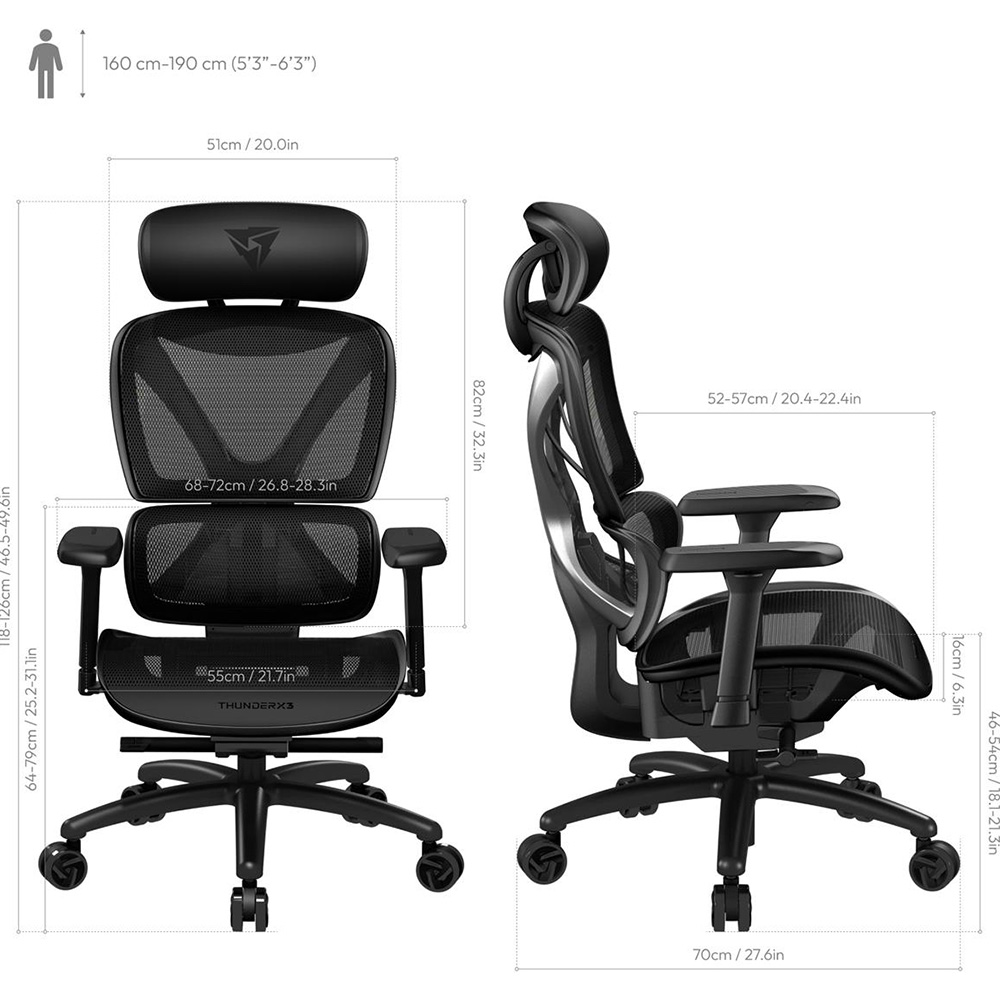 Замовити Крісло для геймерів TX3 XTC Mesh Black (TEGC-3054101.11)