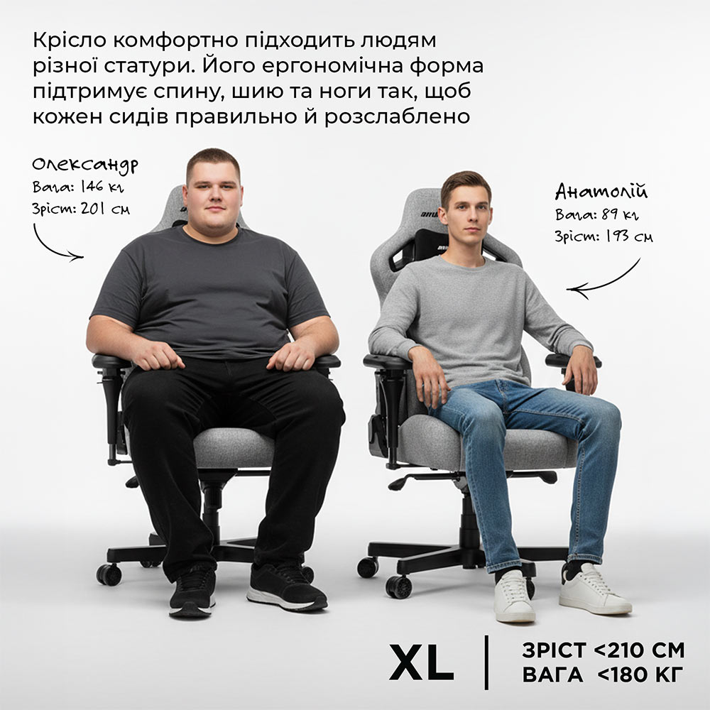 Фото 18 Крісло геймерське ігрове Anda Seat Kaiser 4 V2 Size XL до 180 кг Black Fabric (AD12YDDC-XLL-20-B-CF-03)