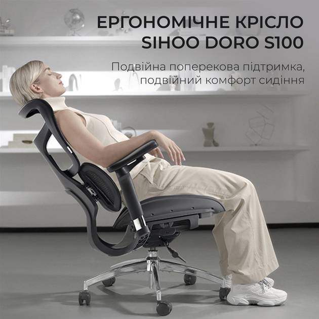 Фото Кресло SIHOO DORO S100 Mesh Black (S100-M301)