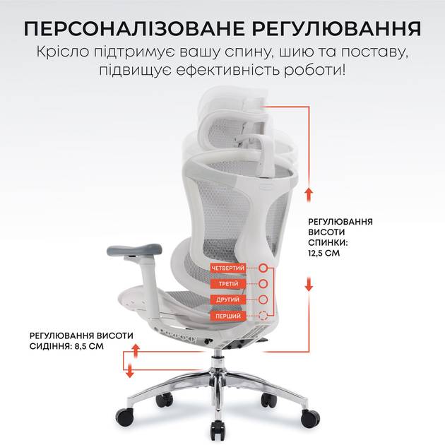 Фото Кресло SIHOO DORO C300L Mesh White (DORO-C300L-A3-102)