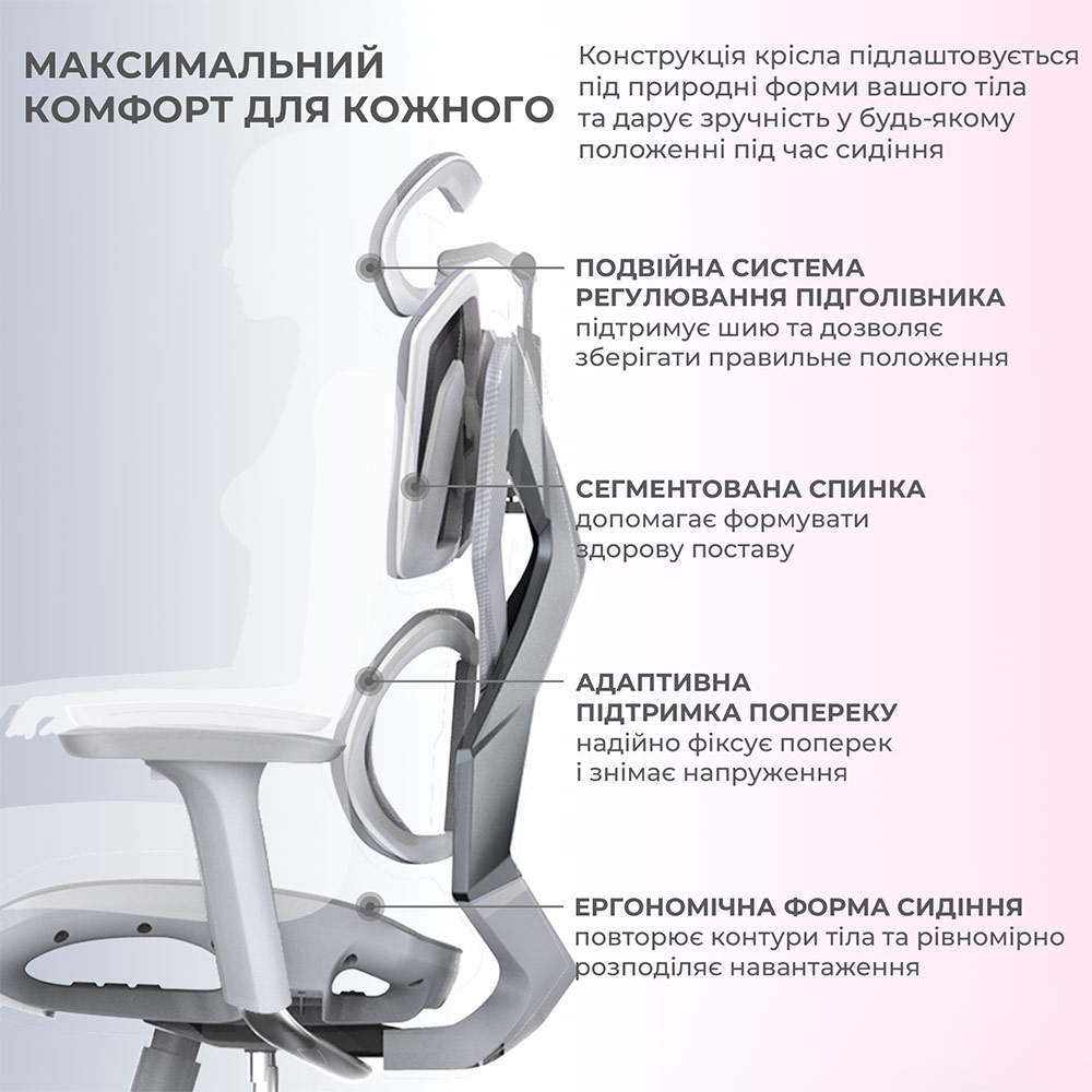 Покупка Крісло SIHOO Xallking X5C Mesh Grey (X5FC-N101)