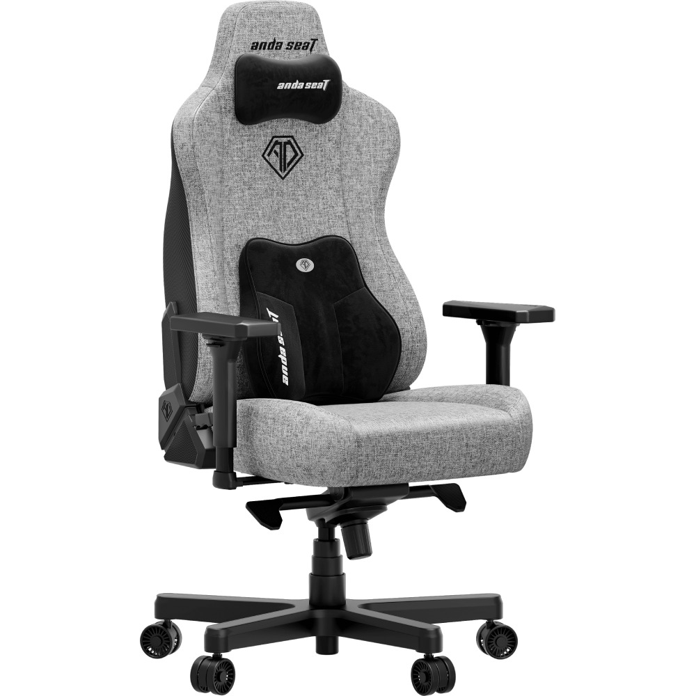 Крісло ANDA SEAT Kaiser 3E XL Grey Fabric (AD23YC-XL-09-G-CF-G01) Додатково Активне сидіння; Бічна підтримка спини; Поперекова підтримка; Посилена основа; Прогумовані ролики