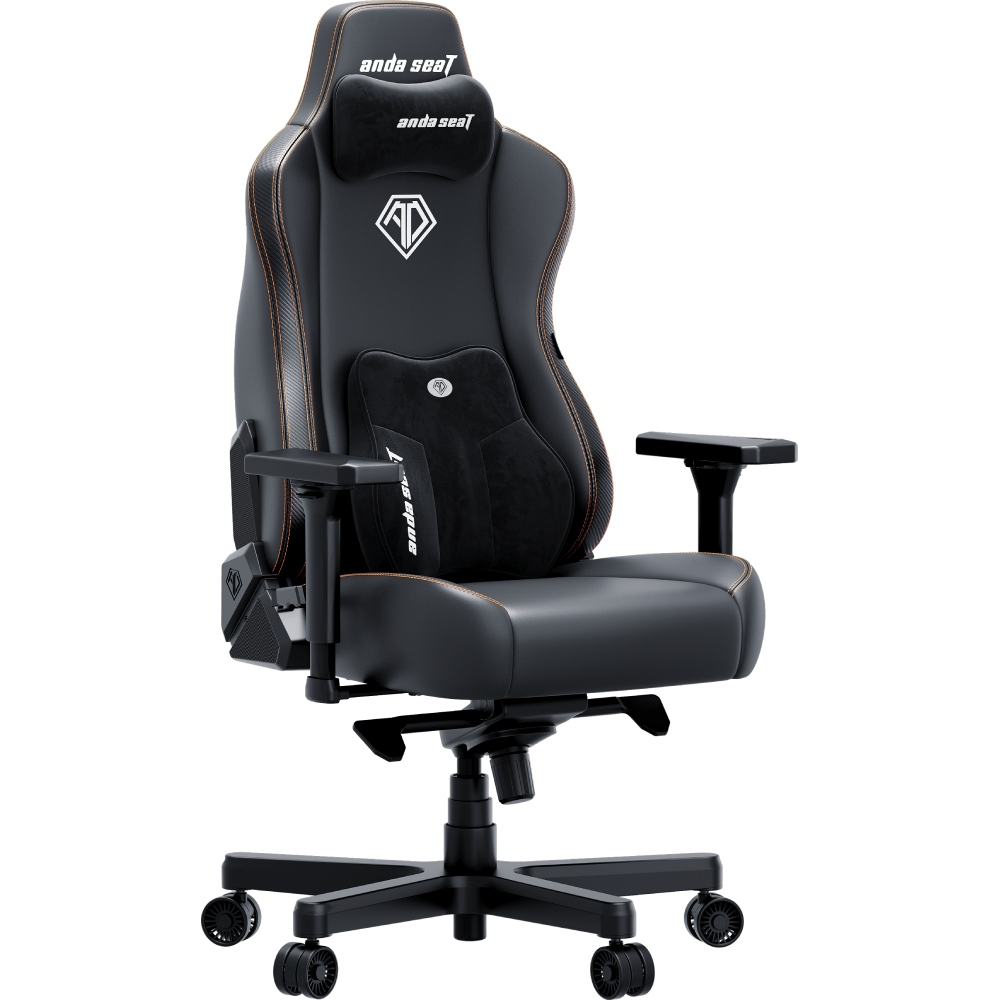 Кресло ANDA SEAT Kaiser 3E XL Black PVC (AD23YC-XL-08-B-PV/C-B01) Дополнительно Активное сиденье; Боковая поддержка спины; Поясничная поддержка; Усиленная основа; Прорезиненные ролики