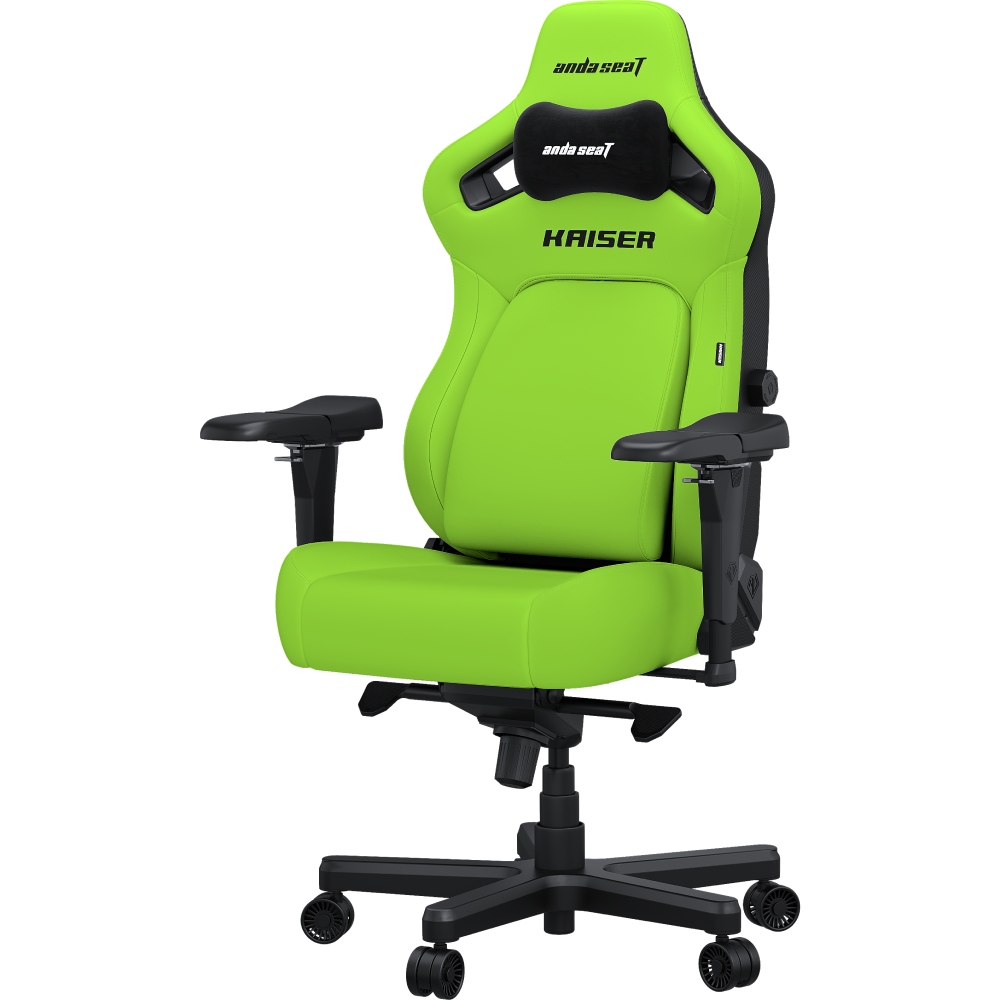 Кресло ANDA SEAT Kaiser 4 Size XL Cyber green PVC (AD12YDDC-XLL-20-C-PV/C-01) Дополнительно Сиденье высокой плотности с эффектом памяти; Диапазон крепления магнитного подголовника вверх-вниз 20 см