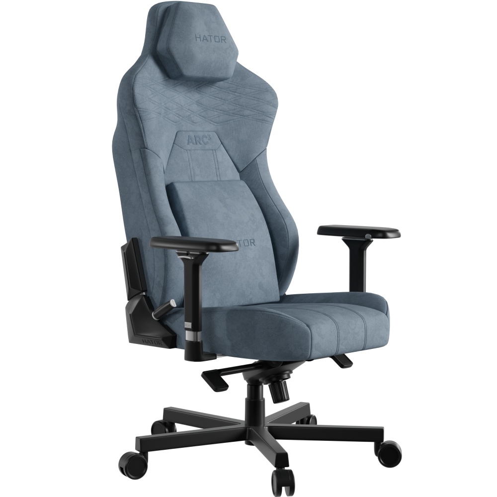 Крісло HATOR Arc 3 XL Velour Blue (HTC3445XL) Додатково Максимальний кут нахилу спинки 170 °; Магнітна подушка; 4D-підлокітники з магнітними накладками Flip'n'Chill; Надм'які колеса 75 мм HATOR SoftRide+; Газліфт SGS класу 4; NFC custom TAG system у спинці для збереження персональної мітки
